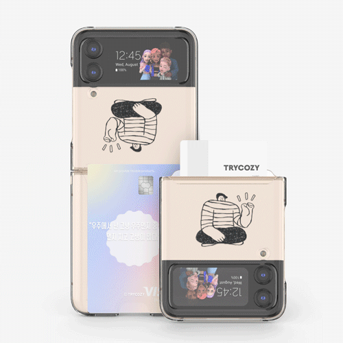 [T] 갤럭시Z플립 3 4 뮤즈온 클리어 카드 하드케이스